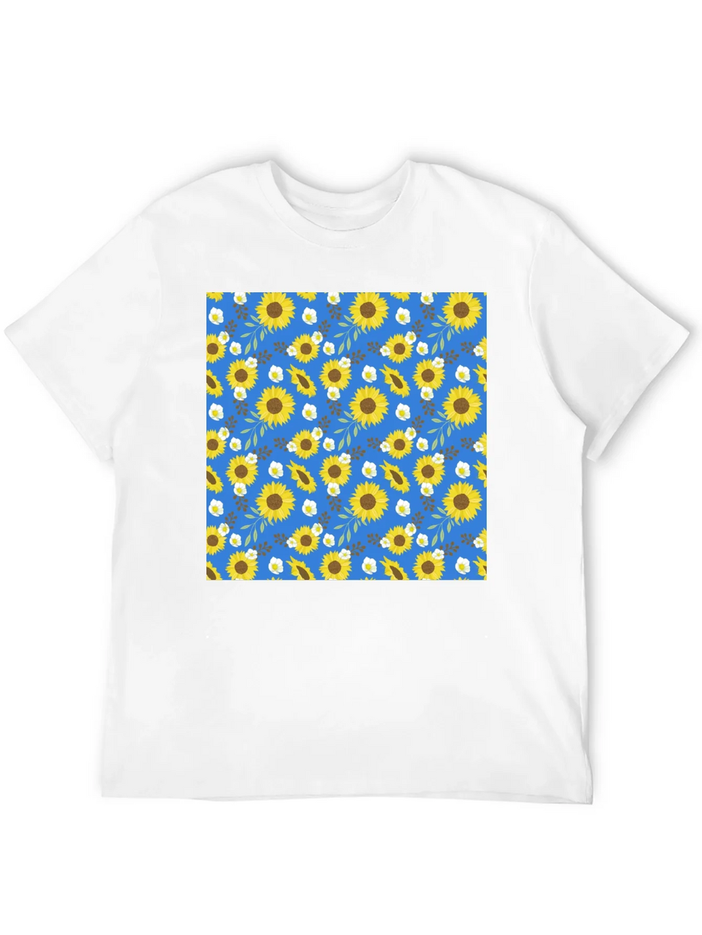 Sunflower Pattern Black T-Shirt
