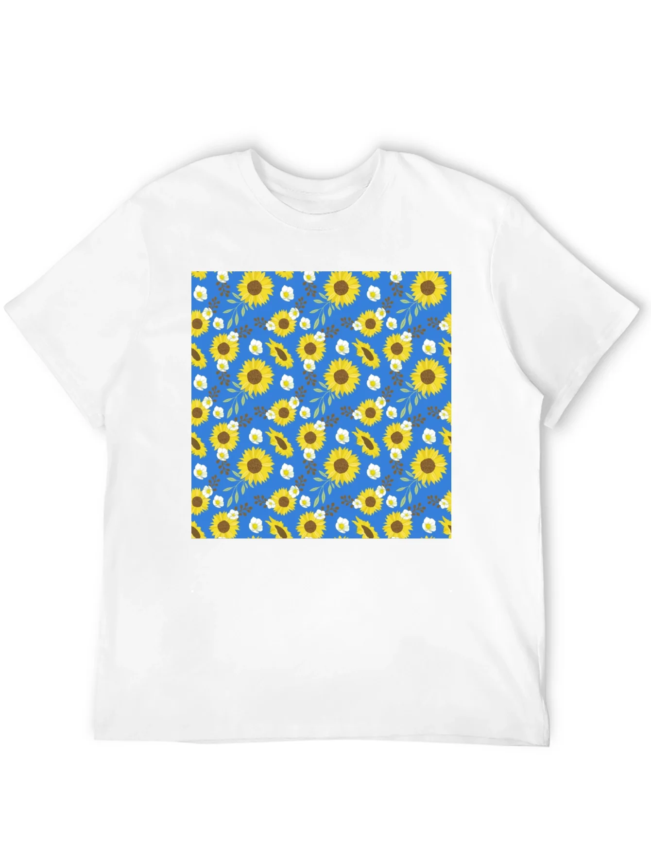 Sunflower Pattern Black T-Shirt