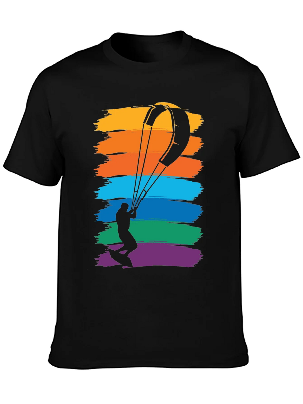 Kitesurfing Rainbow Graphic Tee - Mens Black T-Shirt