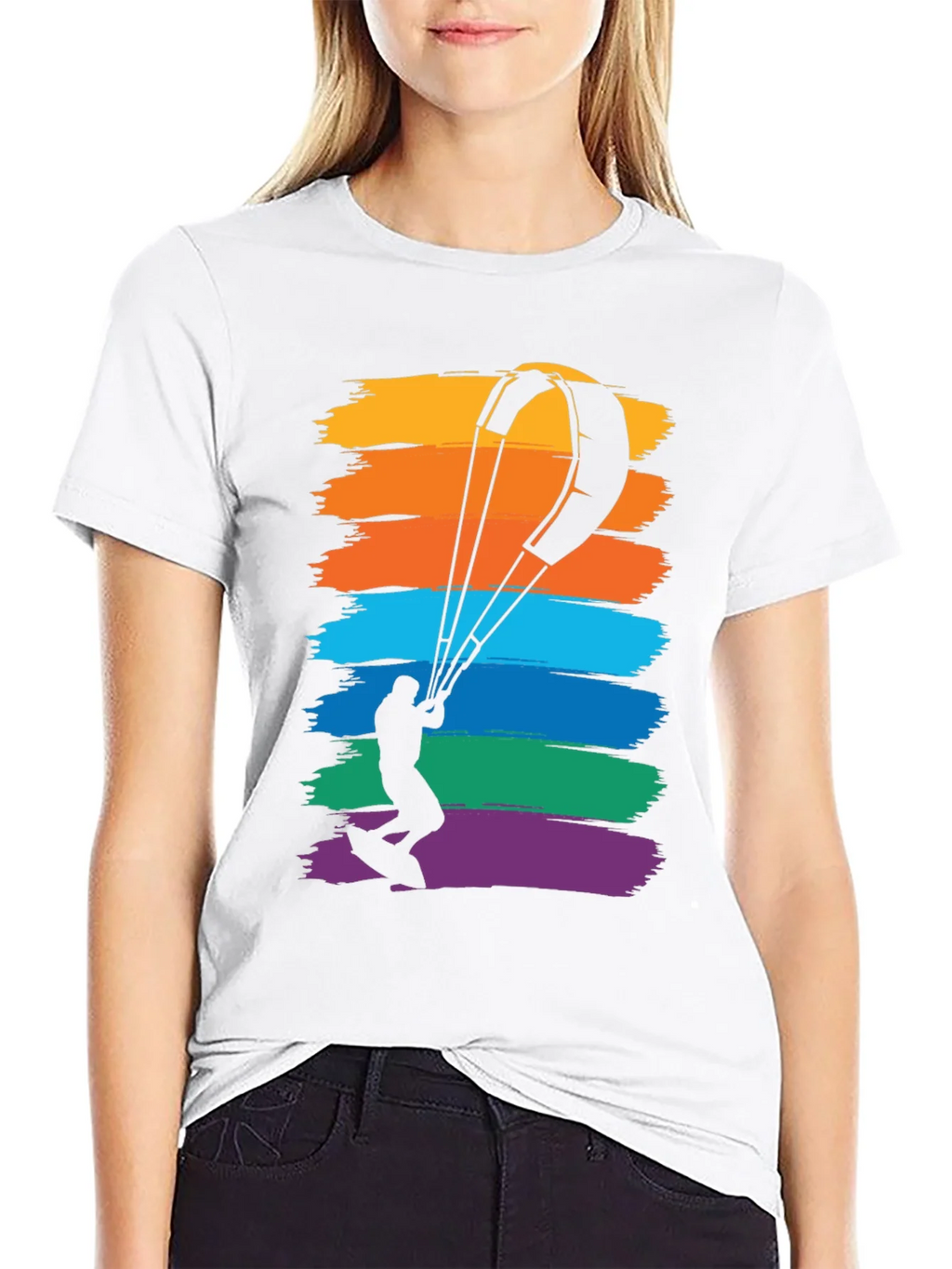 Kitesurfing Rainbow Graphic Tee - Mens Black T-Shirt
