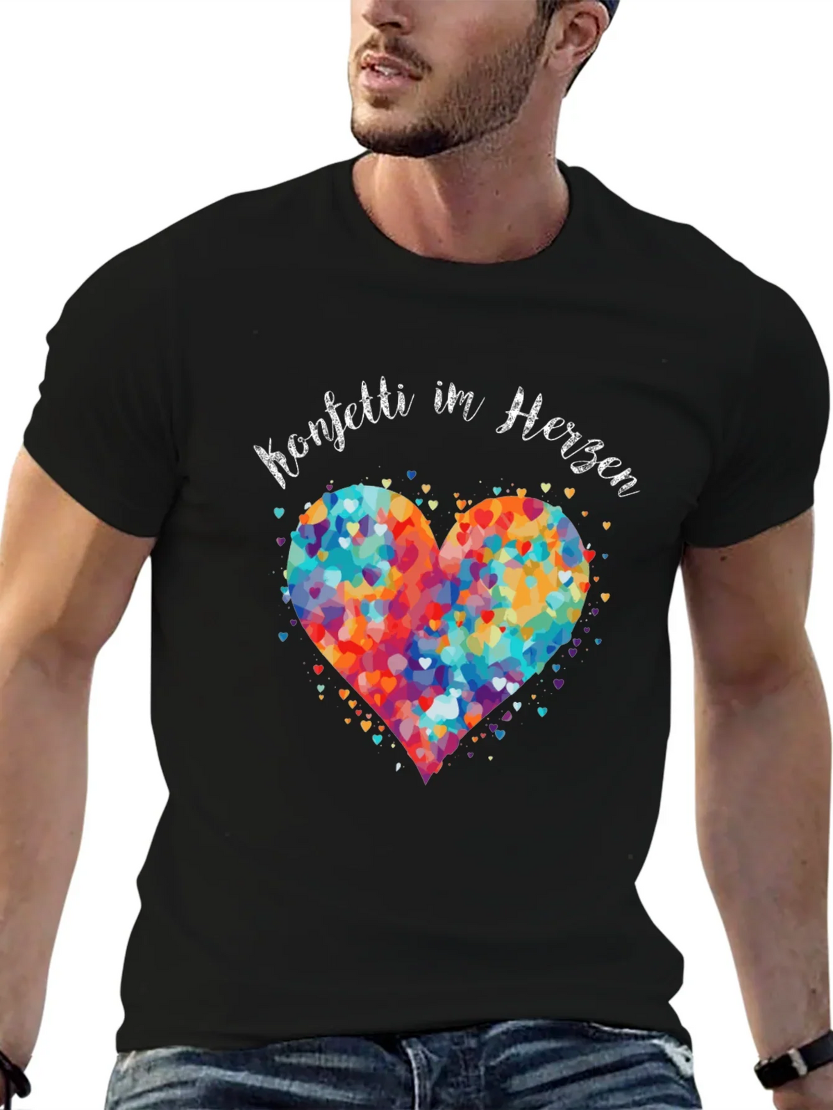 Confetti Heart Graphic T-Shirt - Unisex