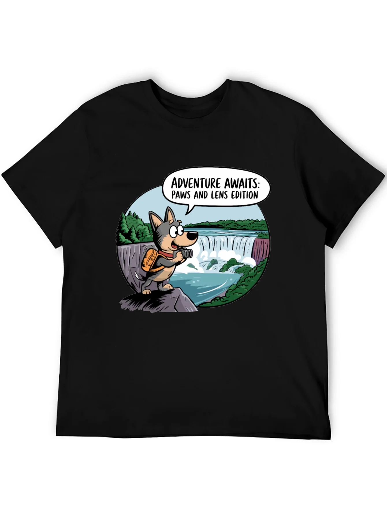 Adventure Awaits Dog T-Shirt Paws & Lens Edition