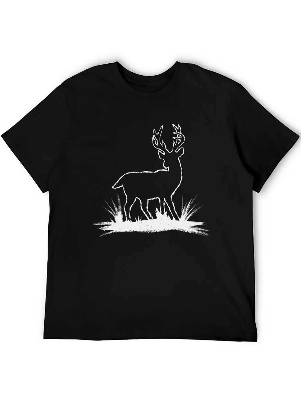Deer Graphic Tee - Black Cotton T-Shirt
