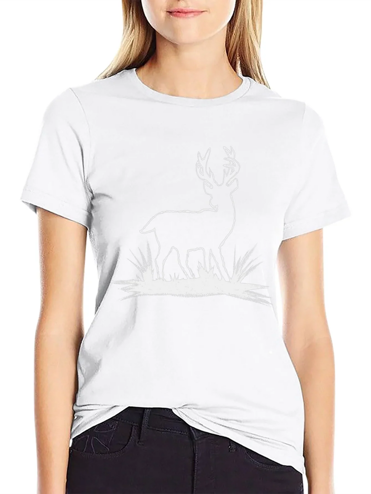 Deer Graphic Tee - Black Cotton T-Shirt