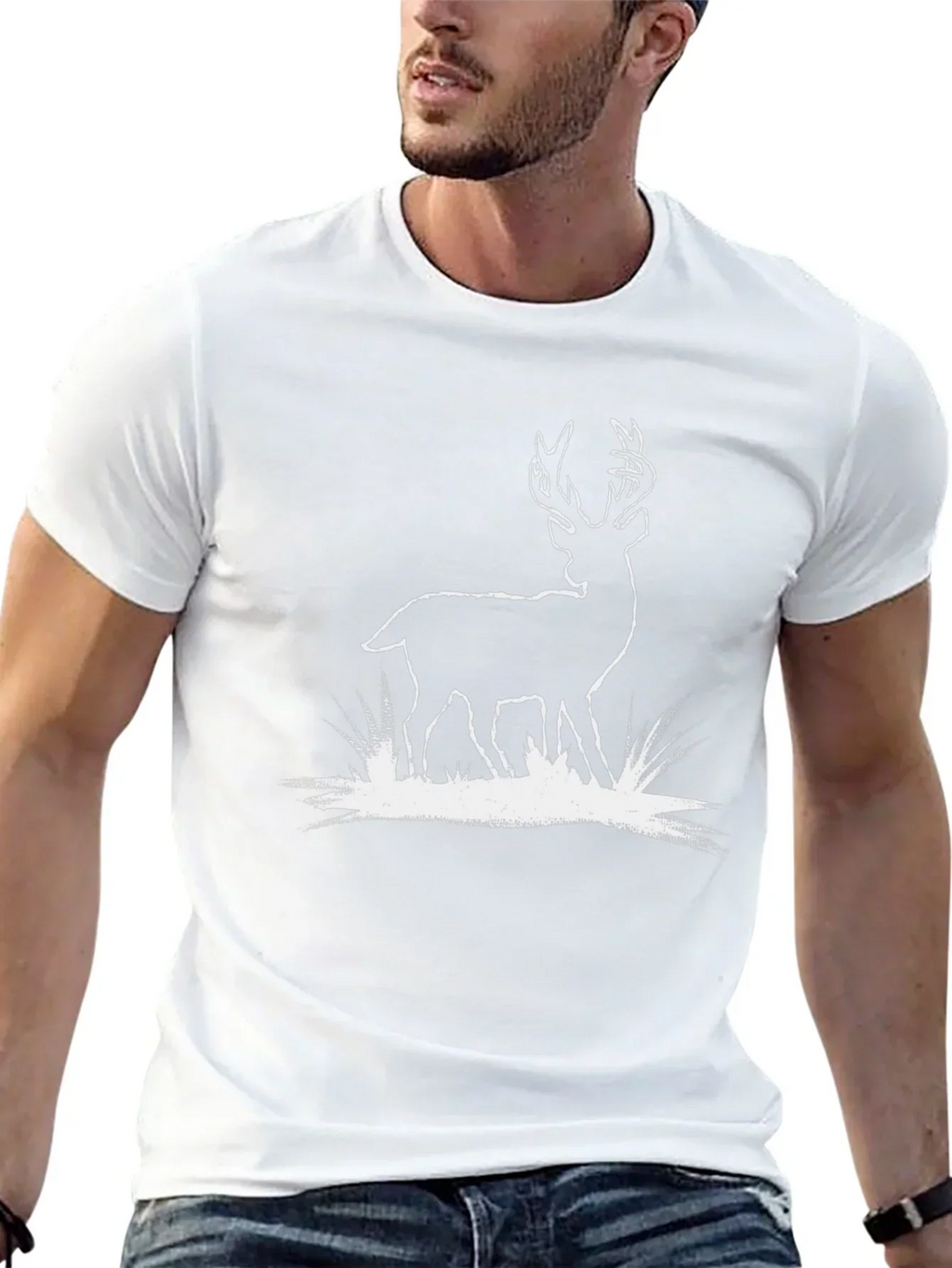 Deer Graphic Tee - Black Cotton T-Shirt