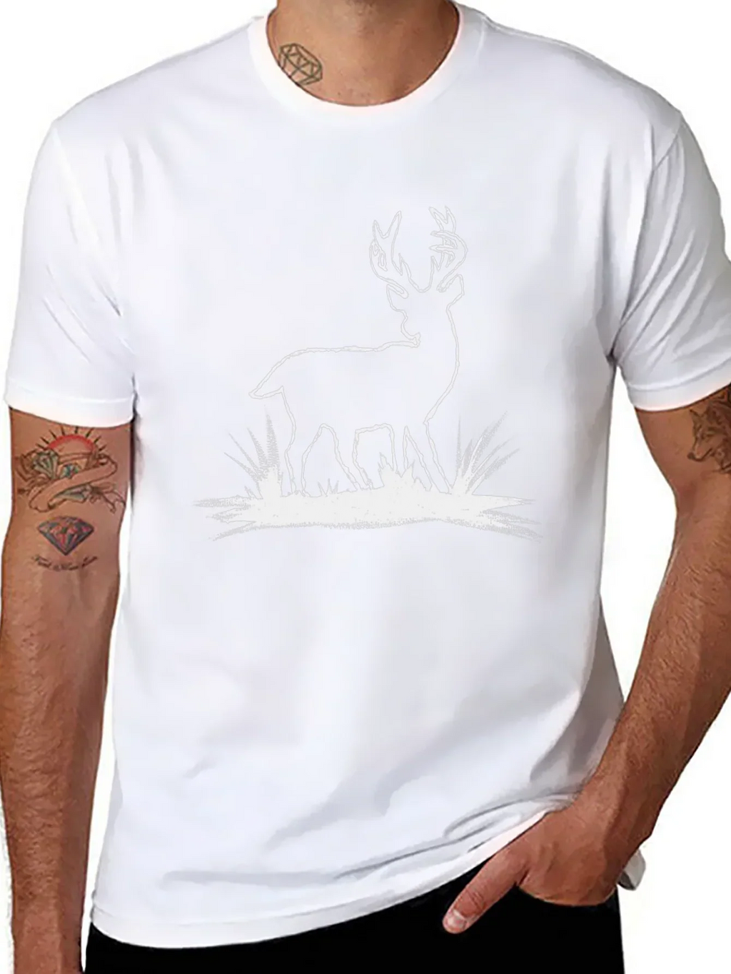 Deer Graphic Tee - Black Cotton T-Shirt