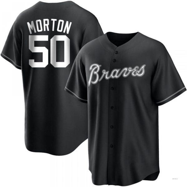 Atlanta Braves #50 Charlie Morton White Black Jersey Stitches Baseball Jerseys