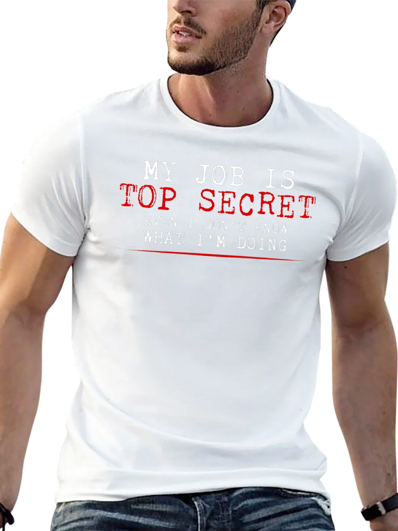 Top Secret Job T-Shirt - Funny Black Tee