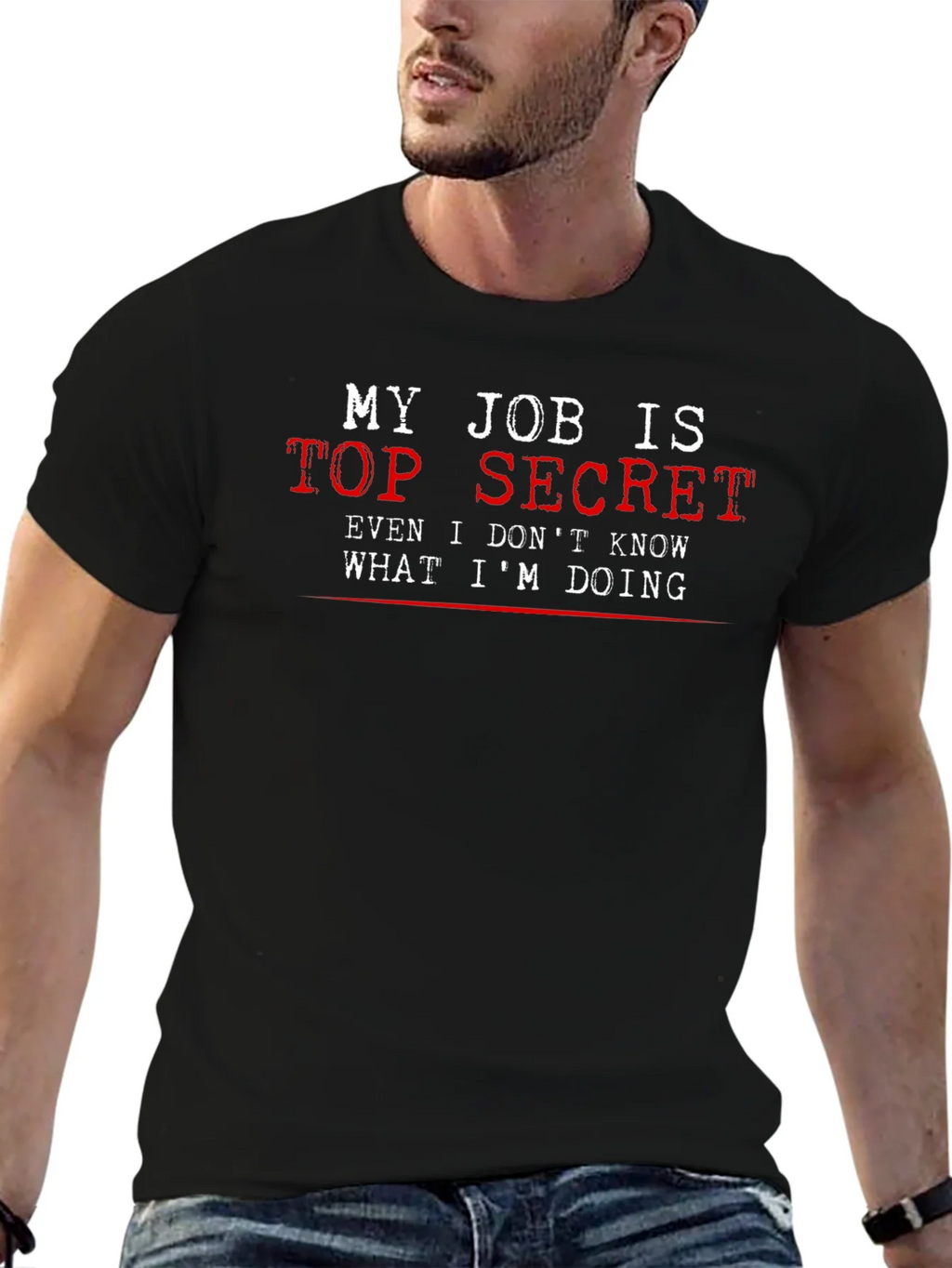 Top Secret Job T-Shirt - Funny Black Tee