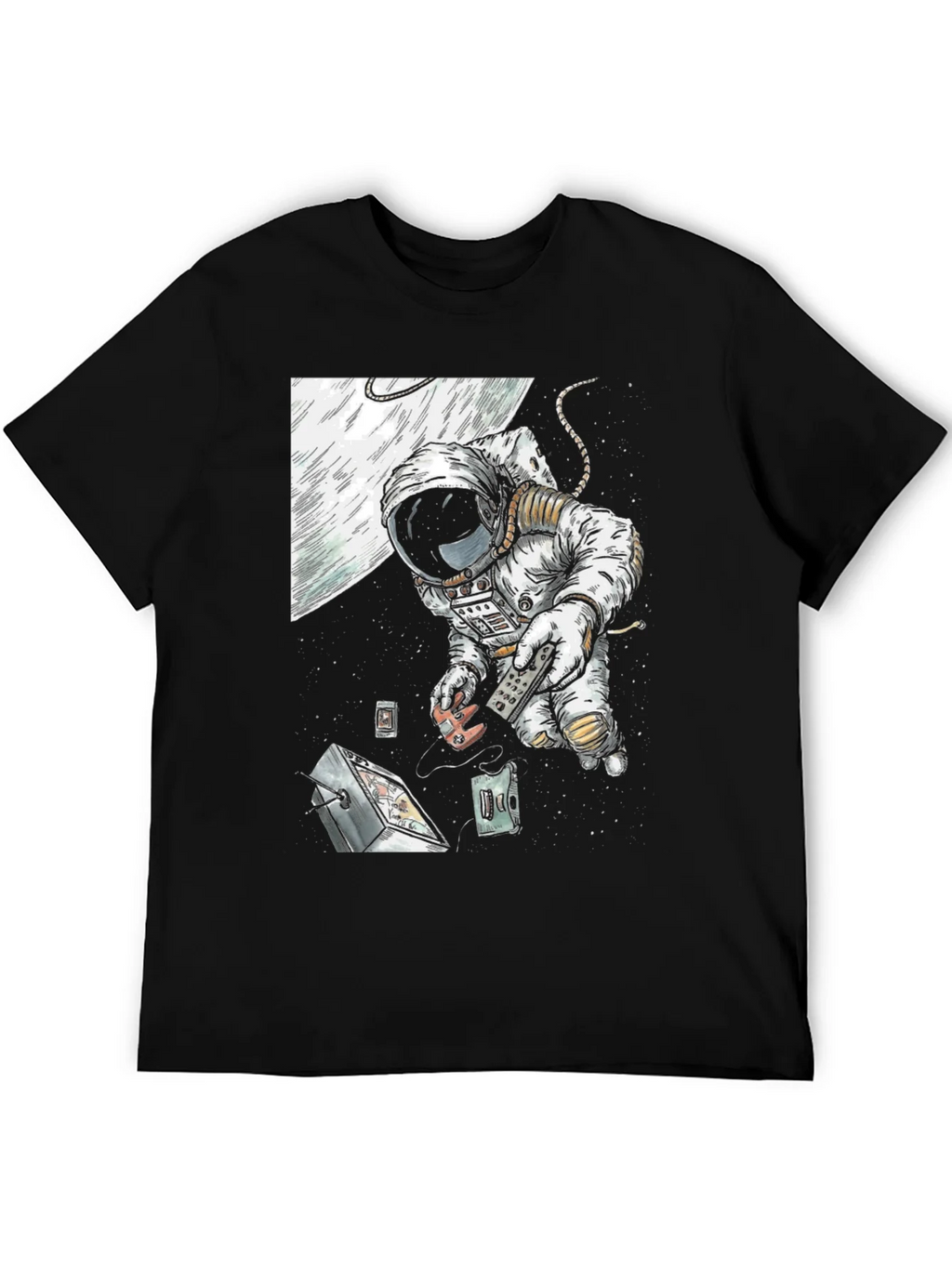 Astronaut in Space Black T-Shirt