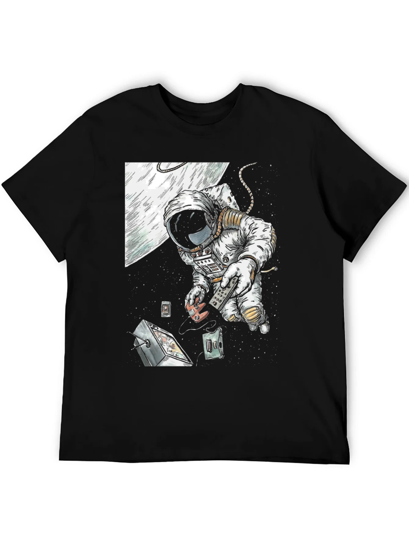Astronaut in Space Black T-Shirt