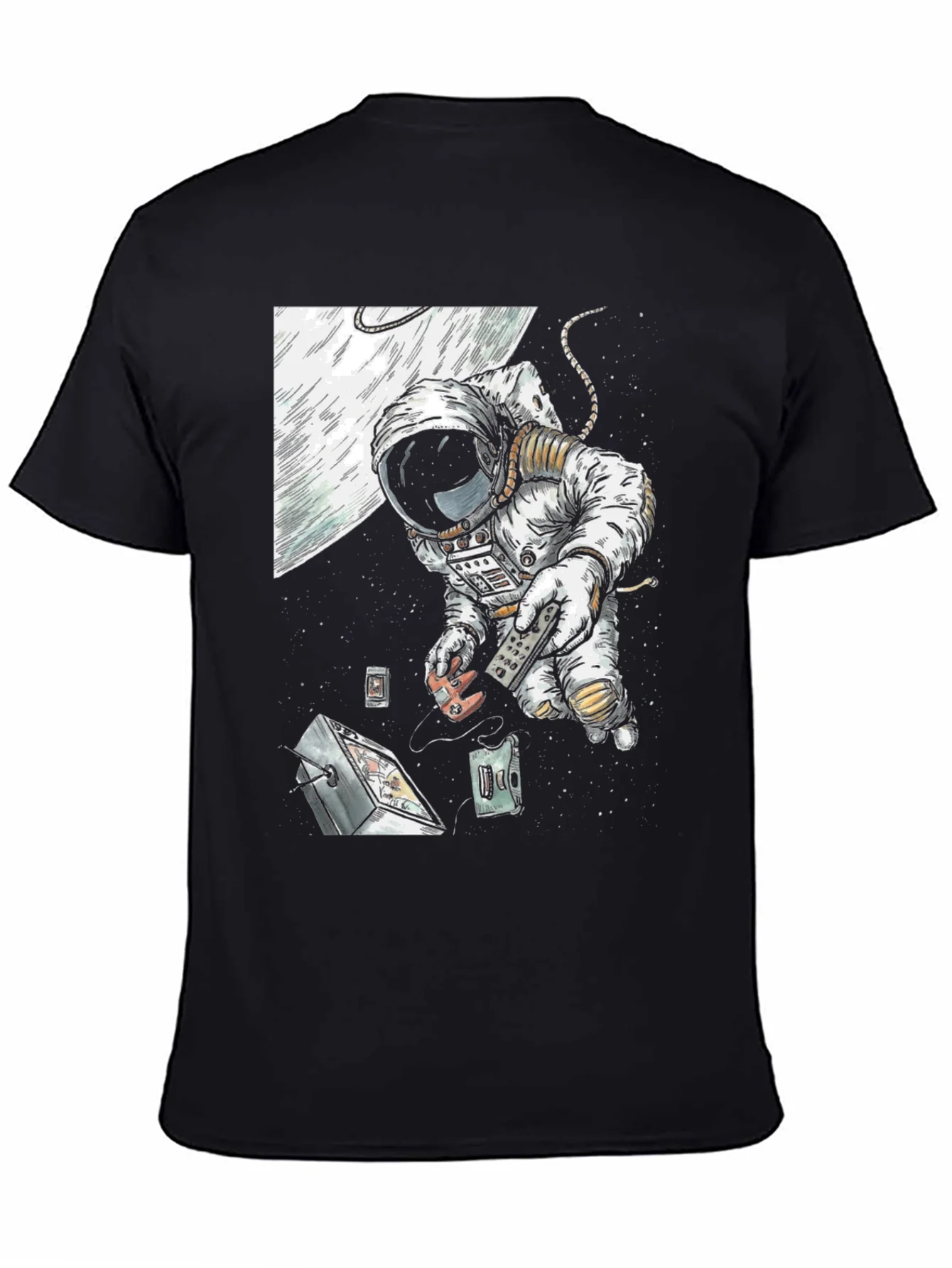 Astronaut in Space Black T-Shirt