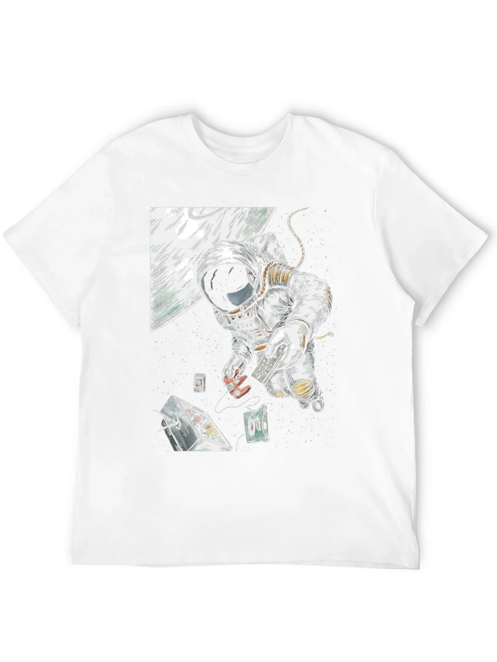 Astronaut in Space Black T-Shirt