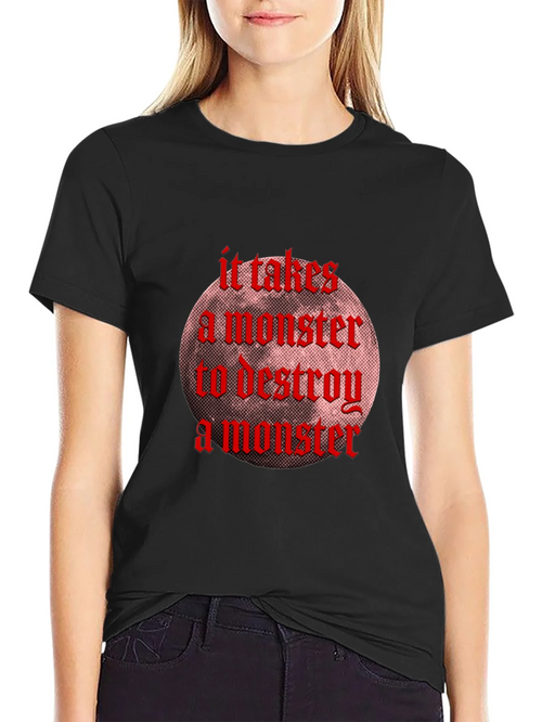 Monster Destroy Graphic Black T-Shirt