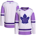 Men's Toronto Maple Leafs White/Purple Hockey Fights Cancer Primegreen Authentic Blank Practice Jersey1