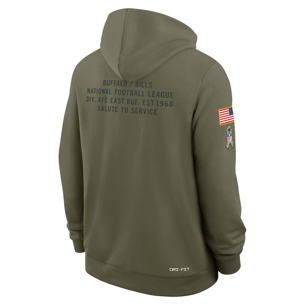 Men's Buffalo Bills Nike Olive 2025 Salute to Service Sideline Standard Issue Dri-FIT Hoodie