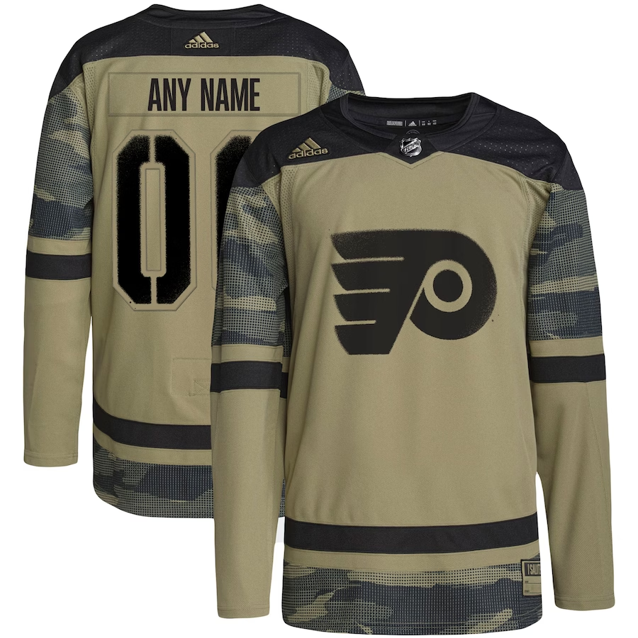 Men's Philadelphia Flyers Camo Military Custom Player Game Jersey1
