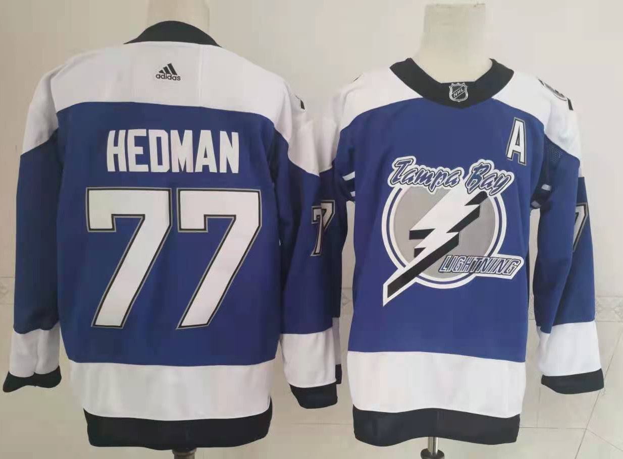 Men's Tampa Bay Lightning Victor Hedman #77 Blue Player Jersey1