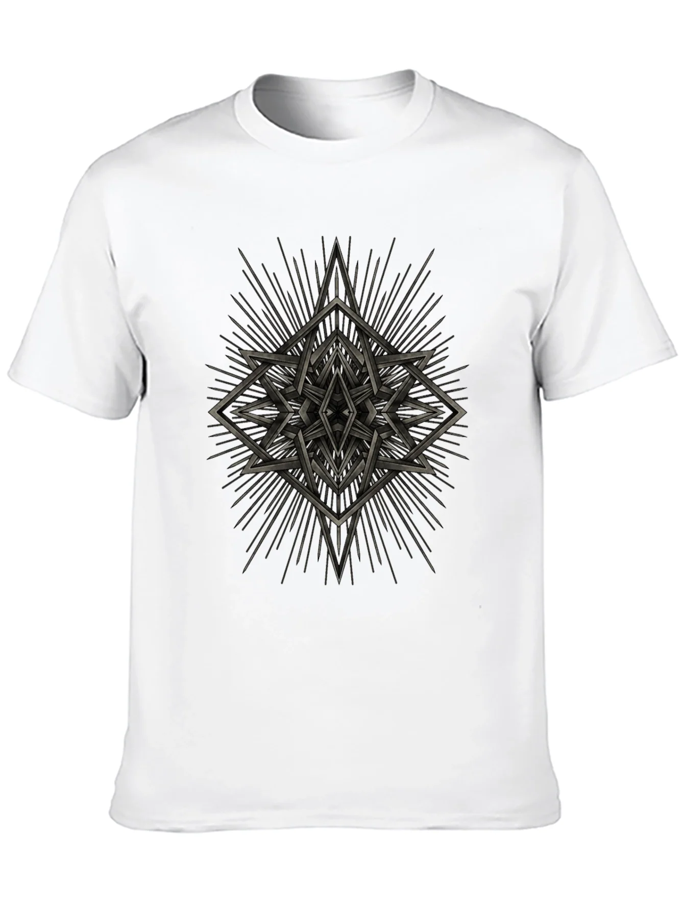 Geometric Starburst Graphic Tee - Black