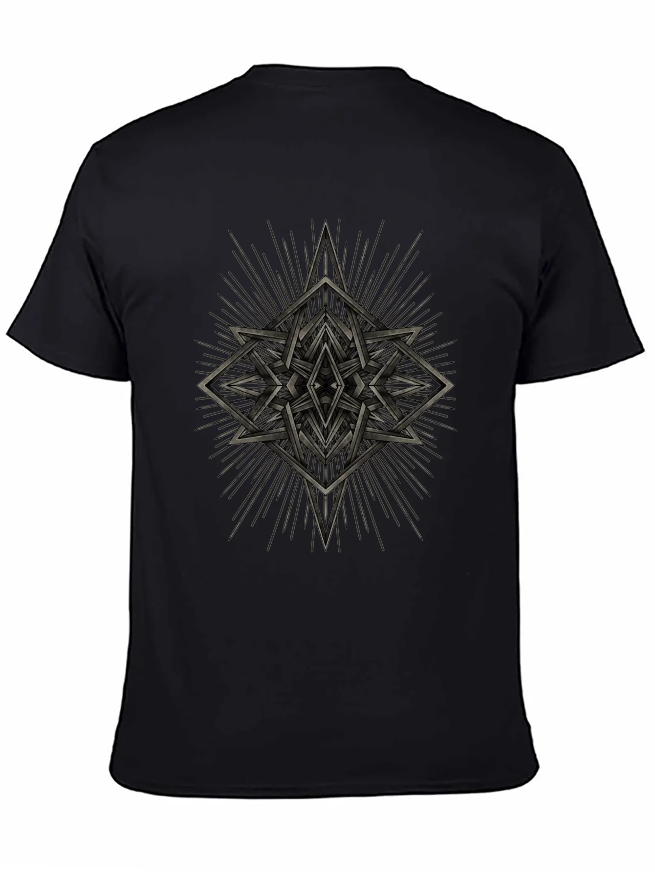 Geometric Starburst Graphic Tee - Black