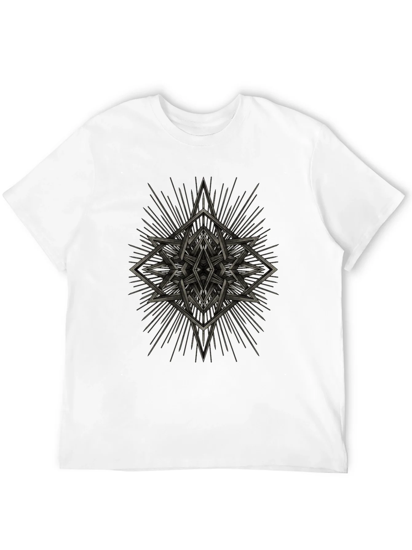 Geometric Starburst Graphic Tee - Black