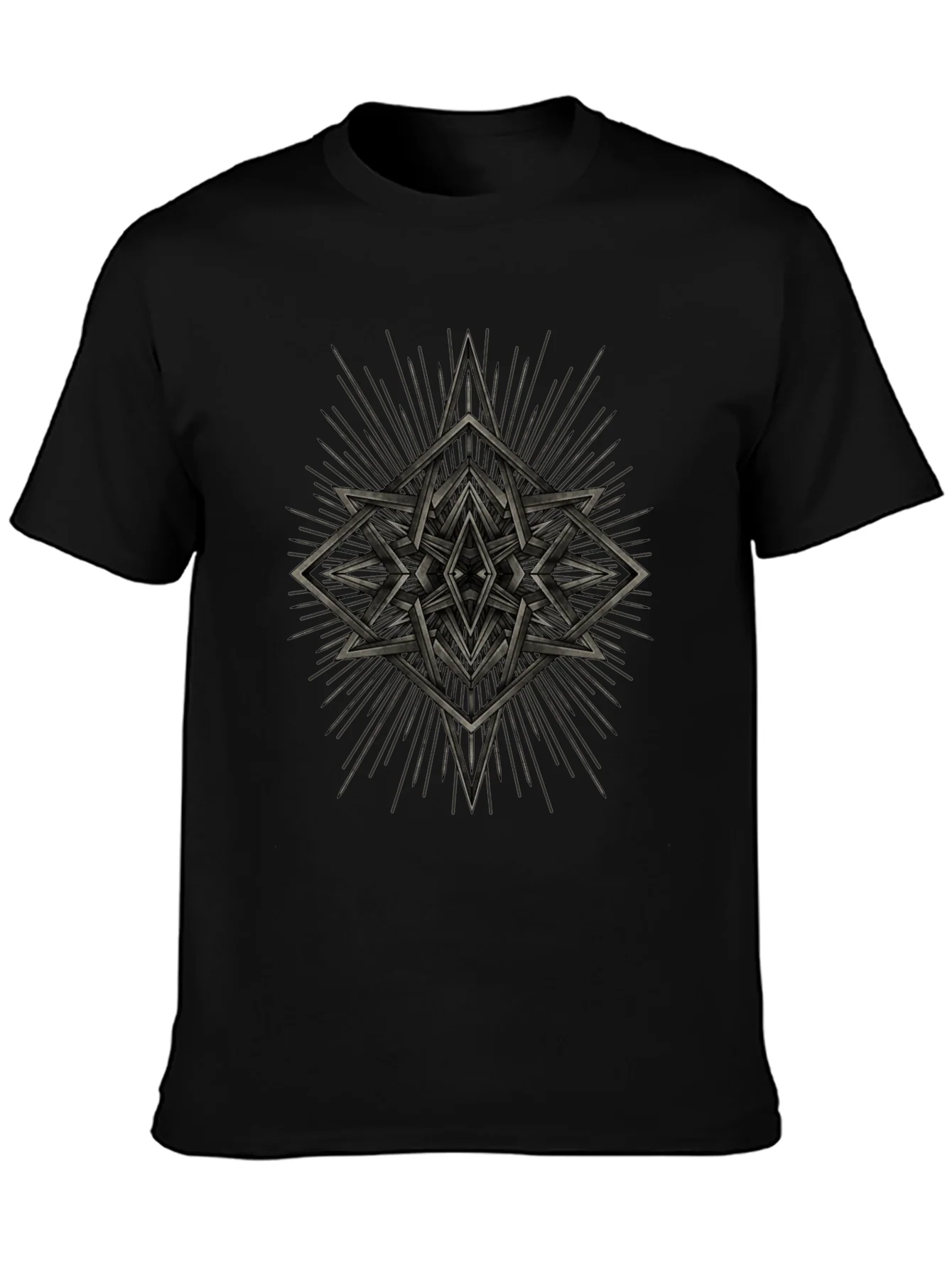 Geometric Starburst Graphic Tee - Black