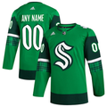 Men's Seattle Kraken Kelly Green St. Patrick's Day Authentic Custom Jersey1