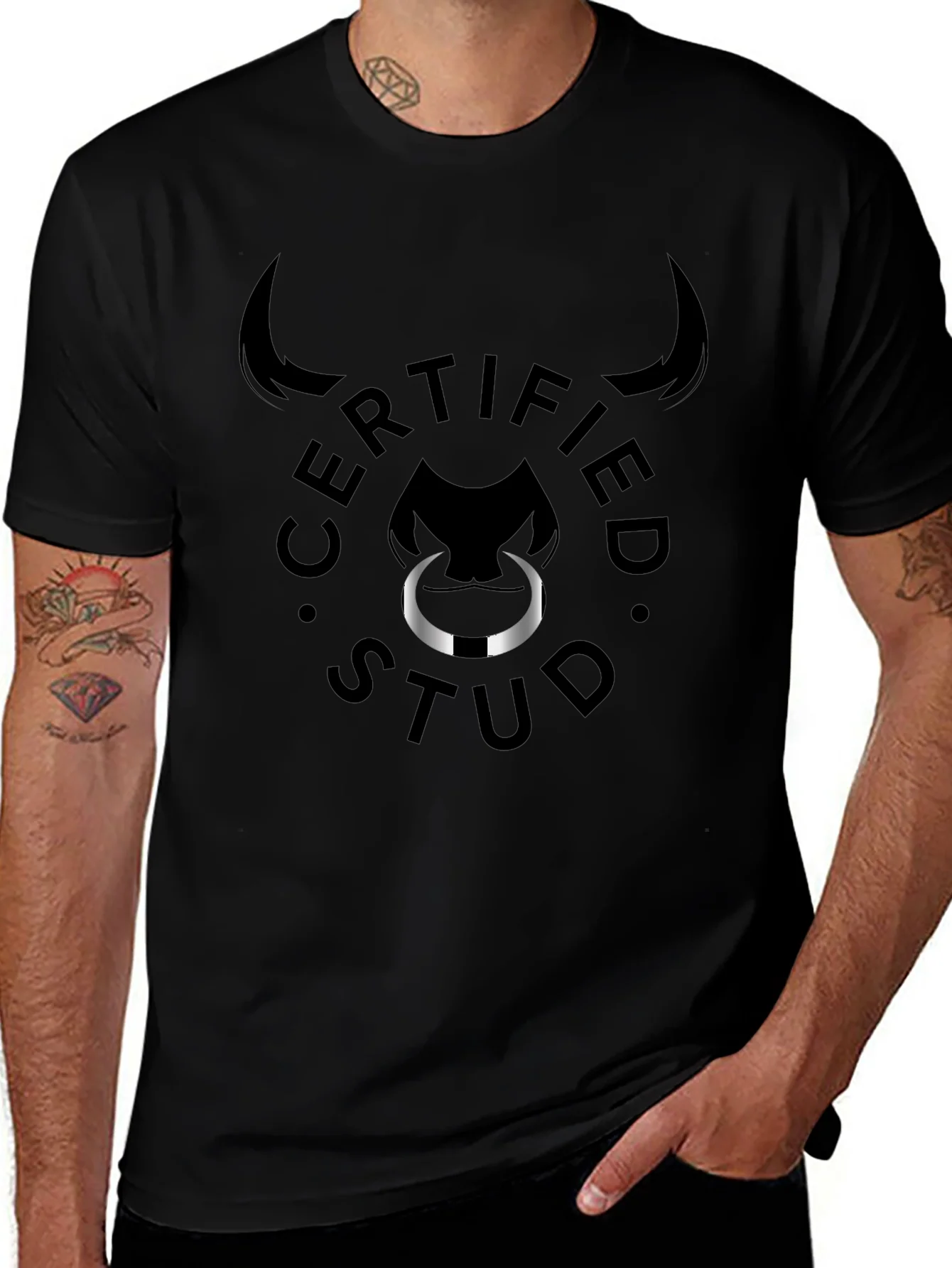 Certified Stud Graphic Tee - Black Bull Design