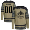 Men's Vancouver Canucks Camo Military Appreciation Team Authentic Custom Practice Jersey1