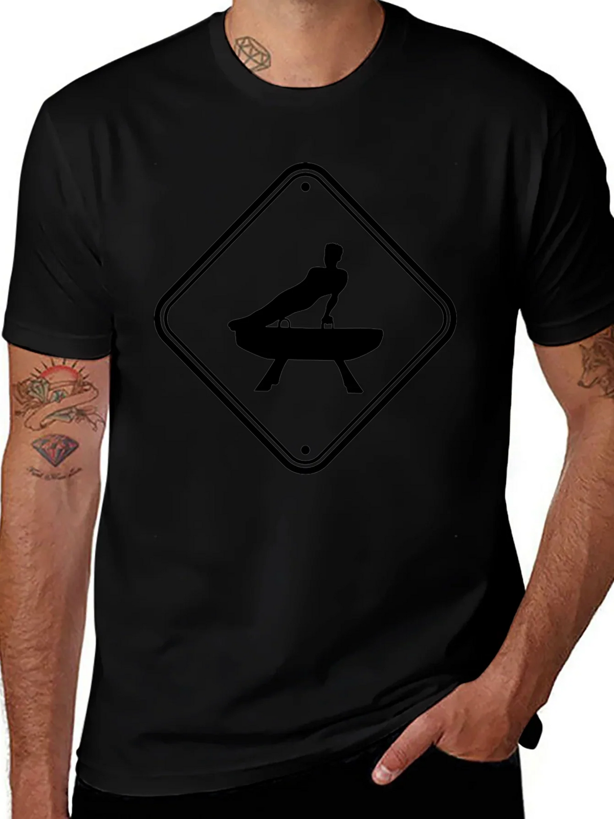 Gymnastics Pommel Horse Warning Sign T-Shirt