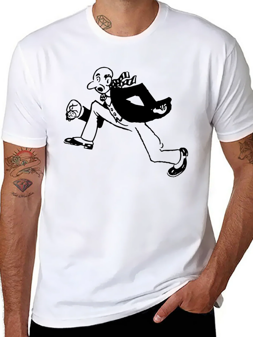 Running Man Graphic Tee - Black Cotton Blend