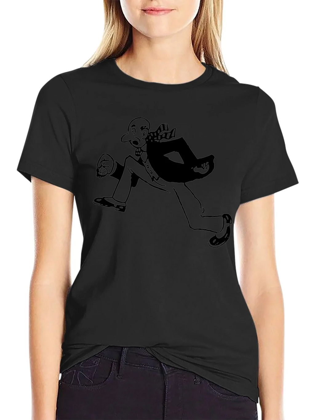 Running Man Graphic Tee - Black Cotton Blend