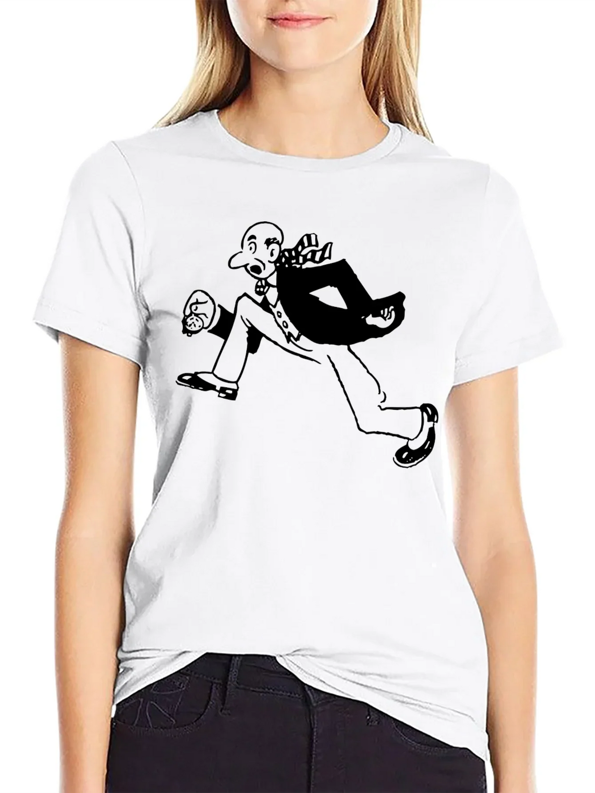 Running Man Graphic Tee - Black Cotton Blend