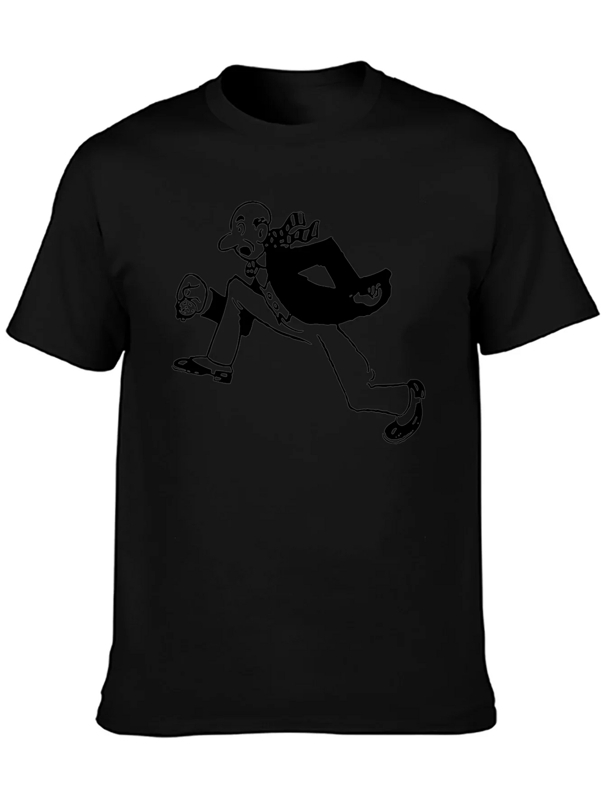 Running Man Graphic Tee - Black Cotton Blend