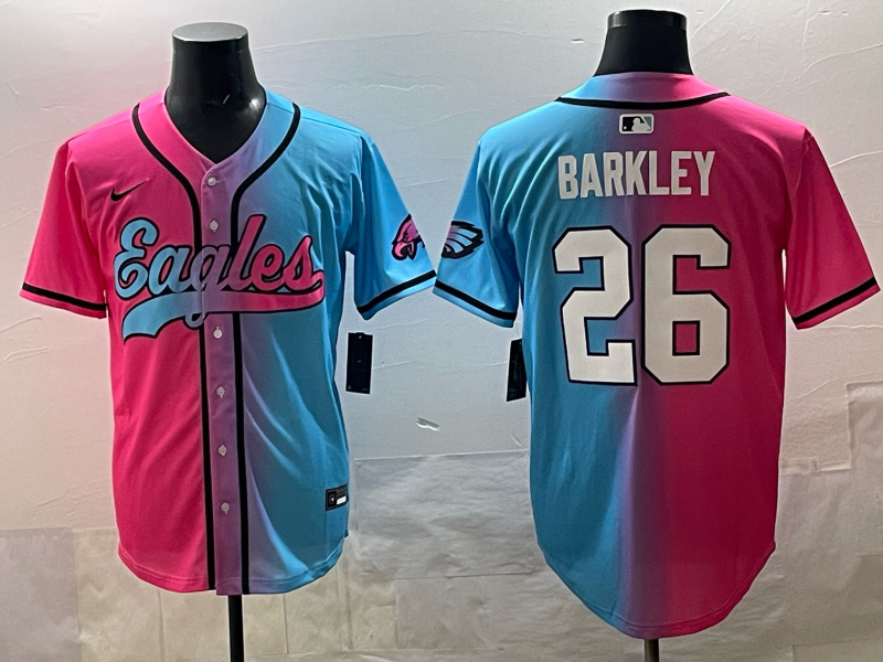 Men's Philadelphia Eagles Saquon Barkley #26 Pink/Blue Game Jersey
