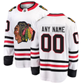Men's Chicago Blackhawks White Away Breakaway Custom Jersey1