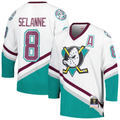 Men's Anaheim Ducks Teemu Selanne Mitchell #8 Ness White 1996/97 Blue Line Player Jersey1