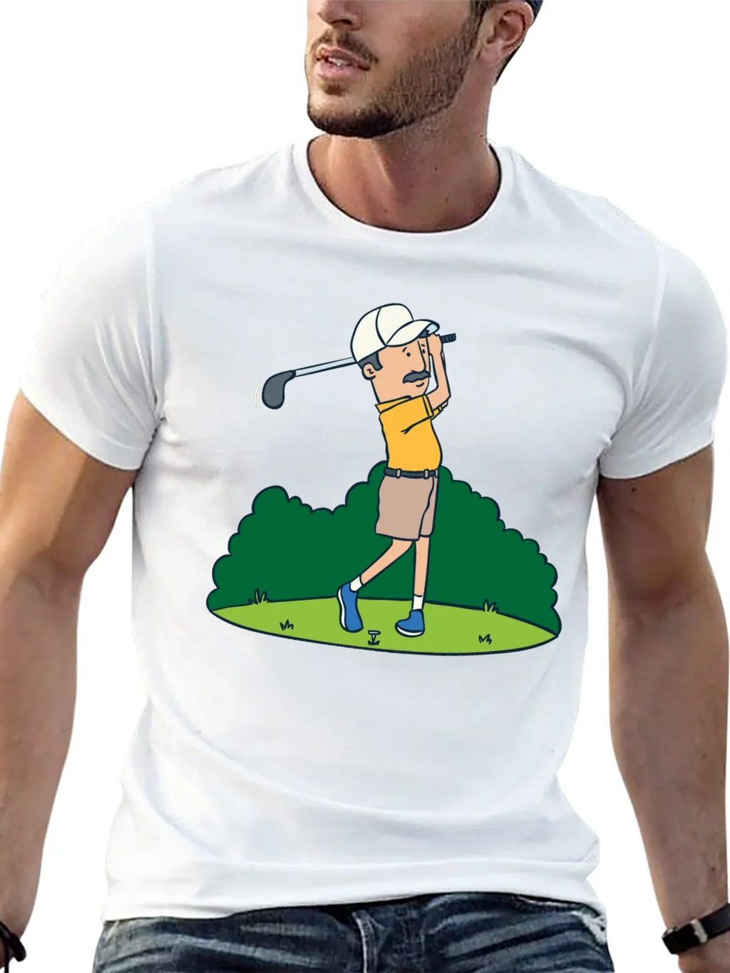 Golfer Cartoon Graphic Tee - Classic Design