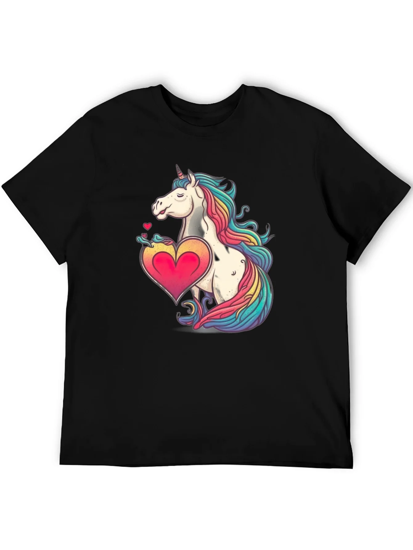 Unicorn Heart Graphic Tee - Black Casual T-Shirt