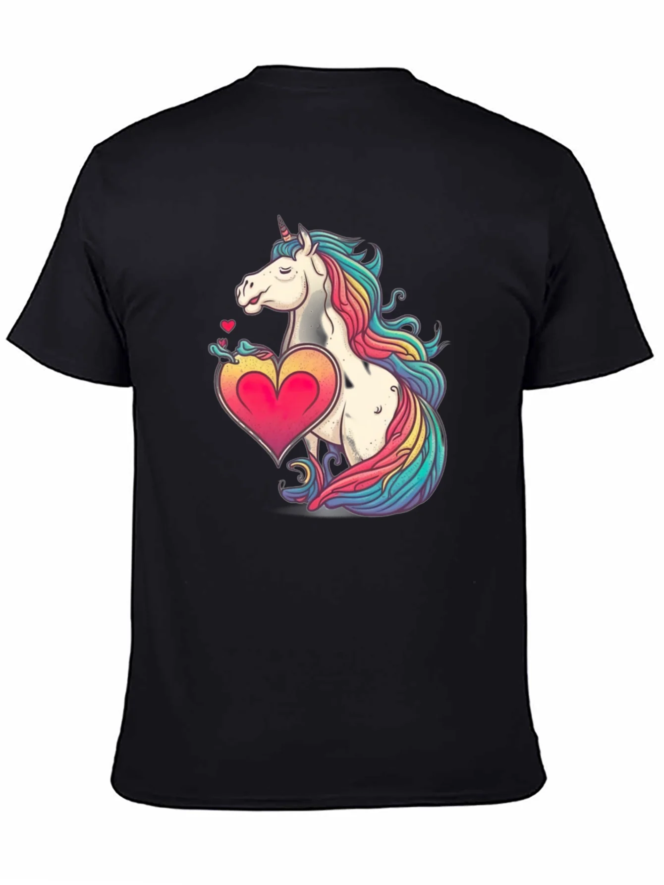 Unicorn Heart Graphic Tee - Black Casual T-Shirt
