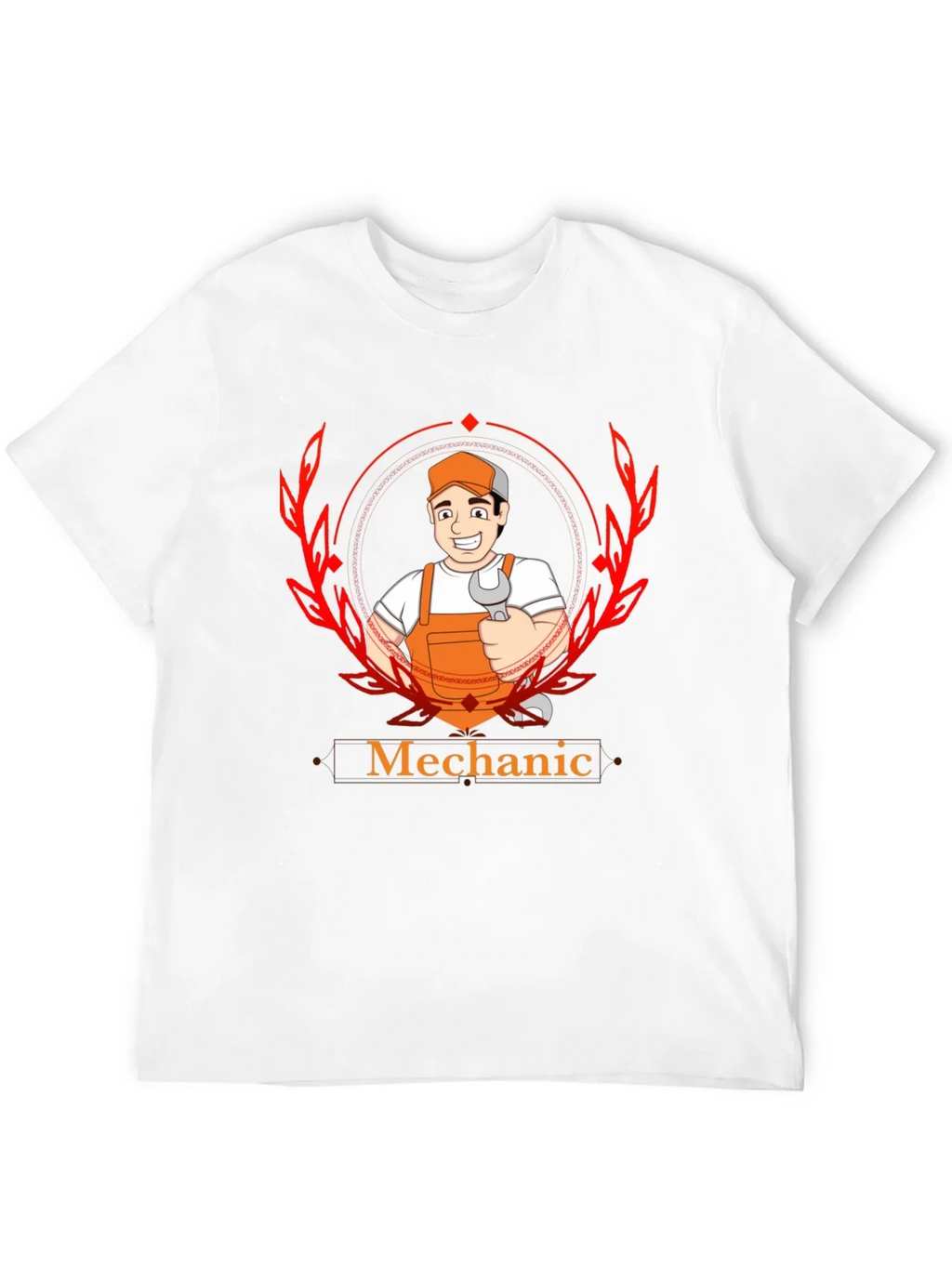 Mechanic Cartoon Graphic Black T-Shirt