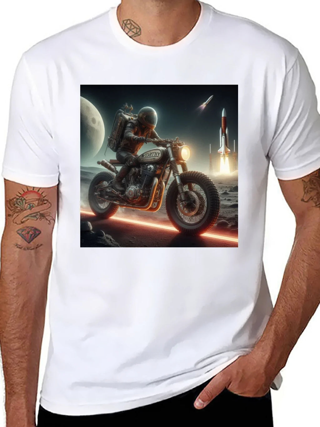 Sci-Fi Motorcycle Graphic T-Shirt