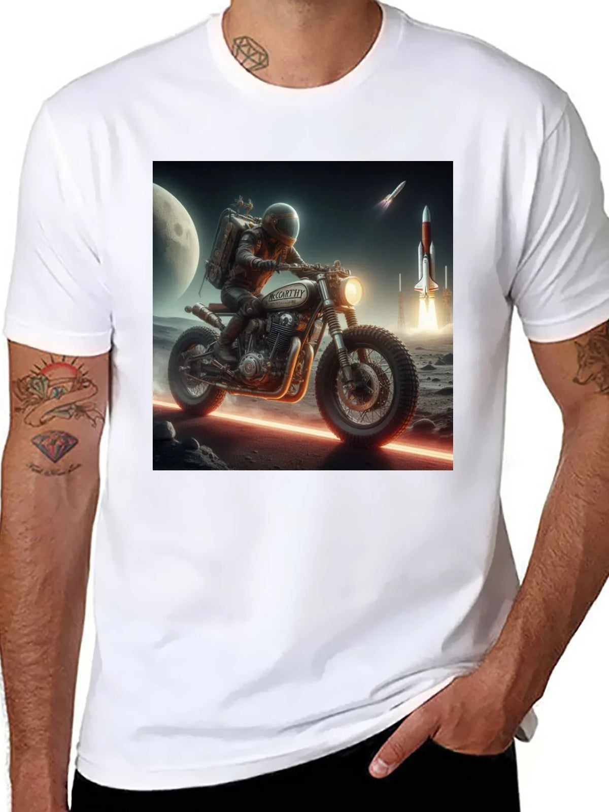 Sci-Fi Motorcycle Graphic T-Shirt