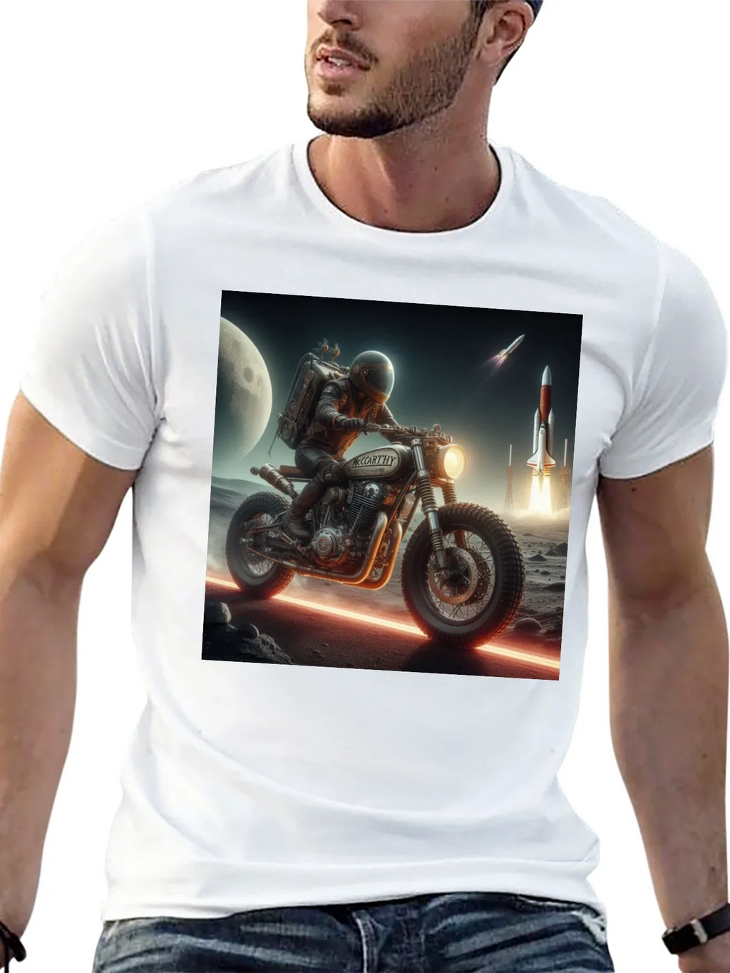 Sci-Fi Motorcycle Graphic T-Shirt