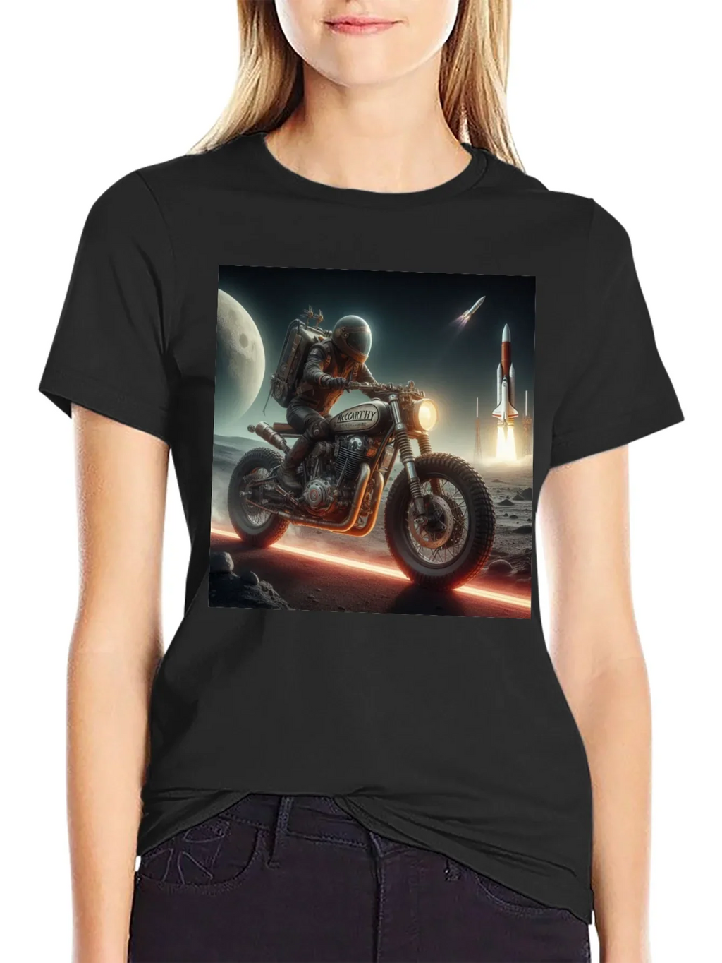 Sci-Fi Motorcycle Graphic T-Shirt