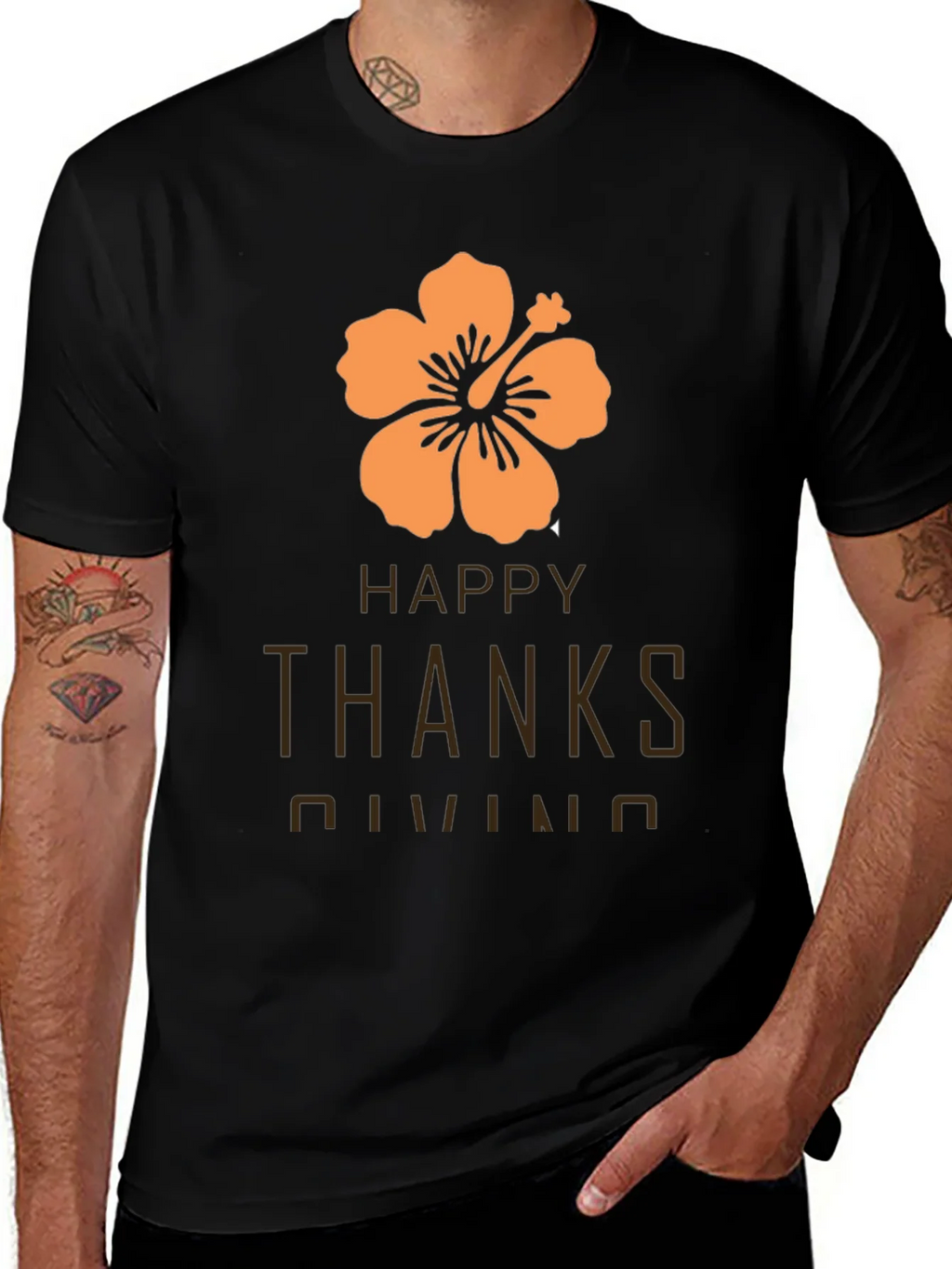 Happy Thanksgiving Hawaiian Hibiscus T-Shirt