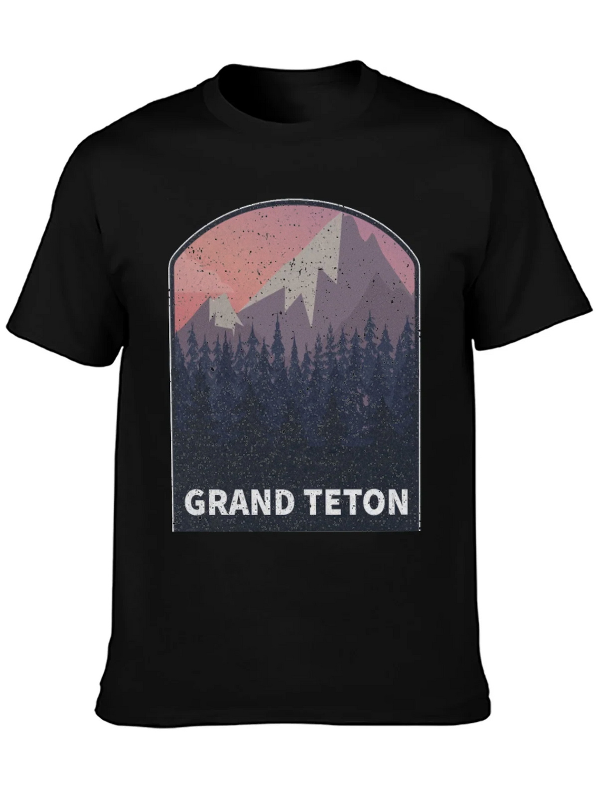 Grand Teton Mountain Scene Black Tee