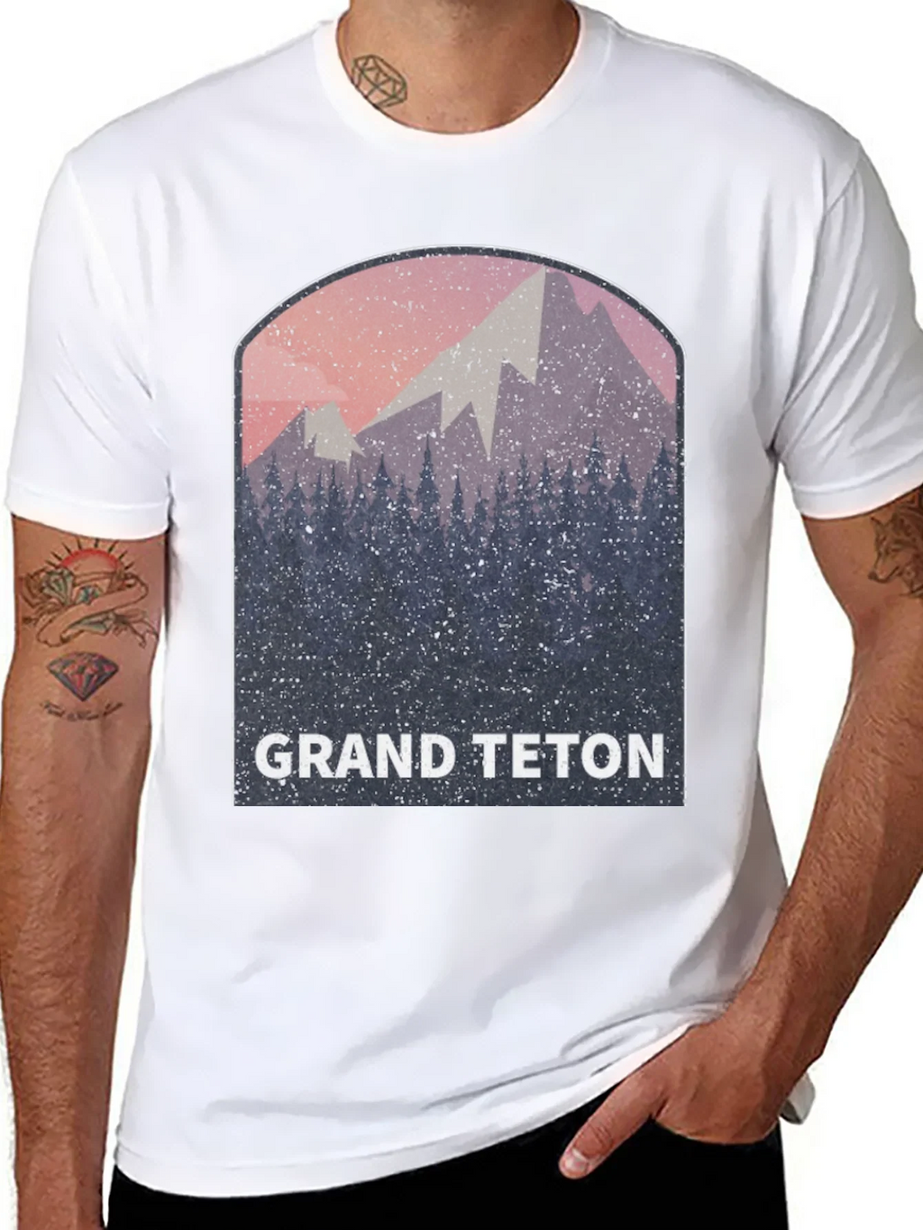 Grand Teton Mountain Scene Black Tee