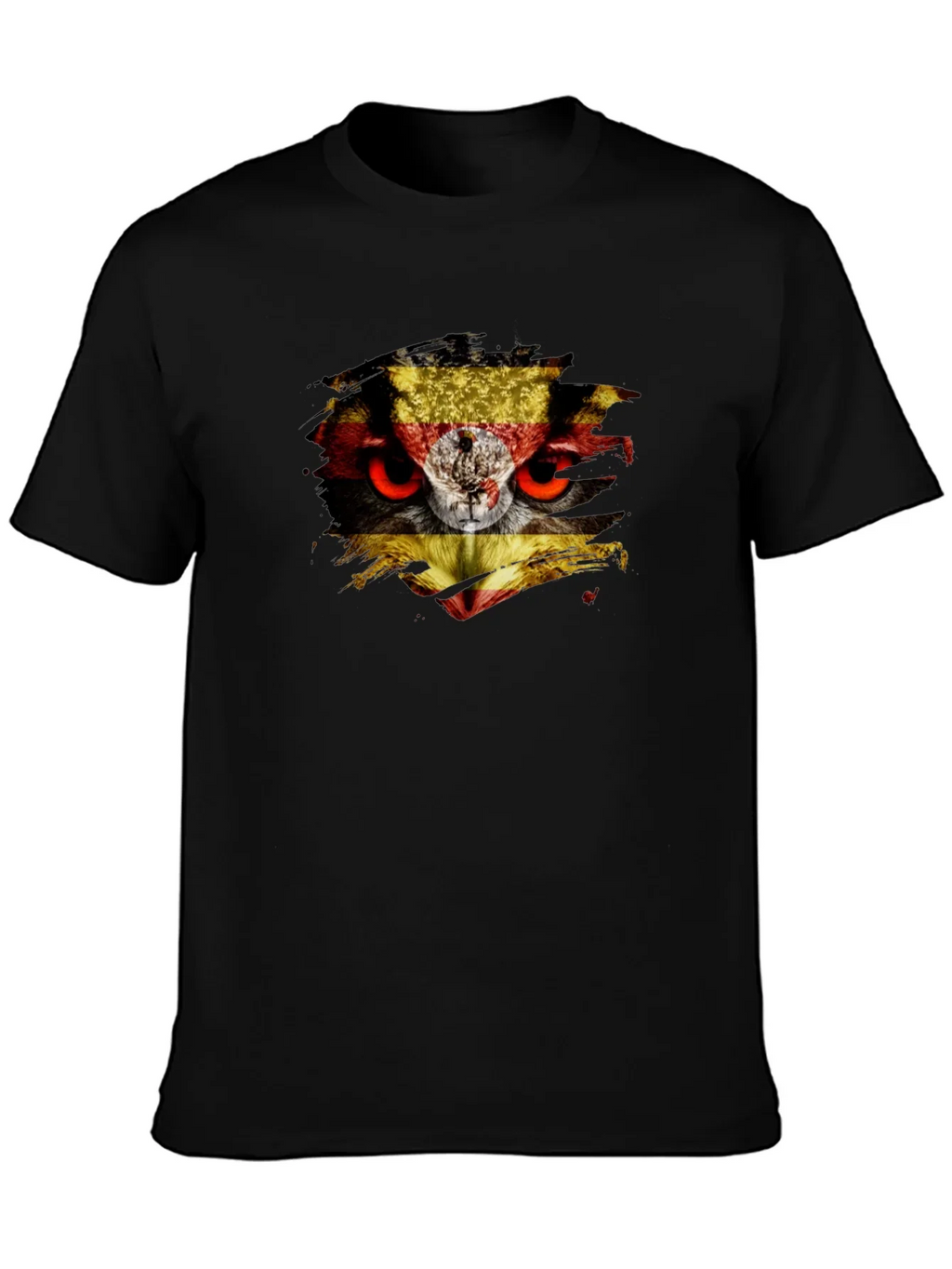 Owl Uganda Flag Graphic Black T-Shirt