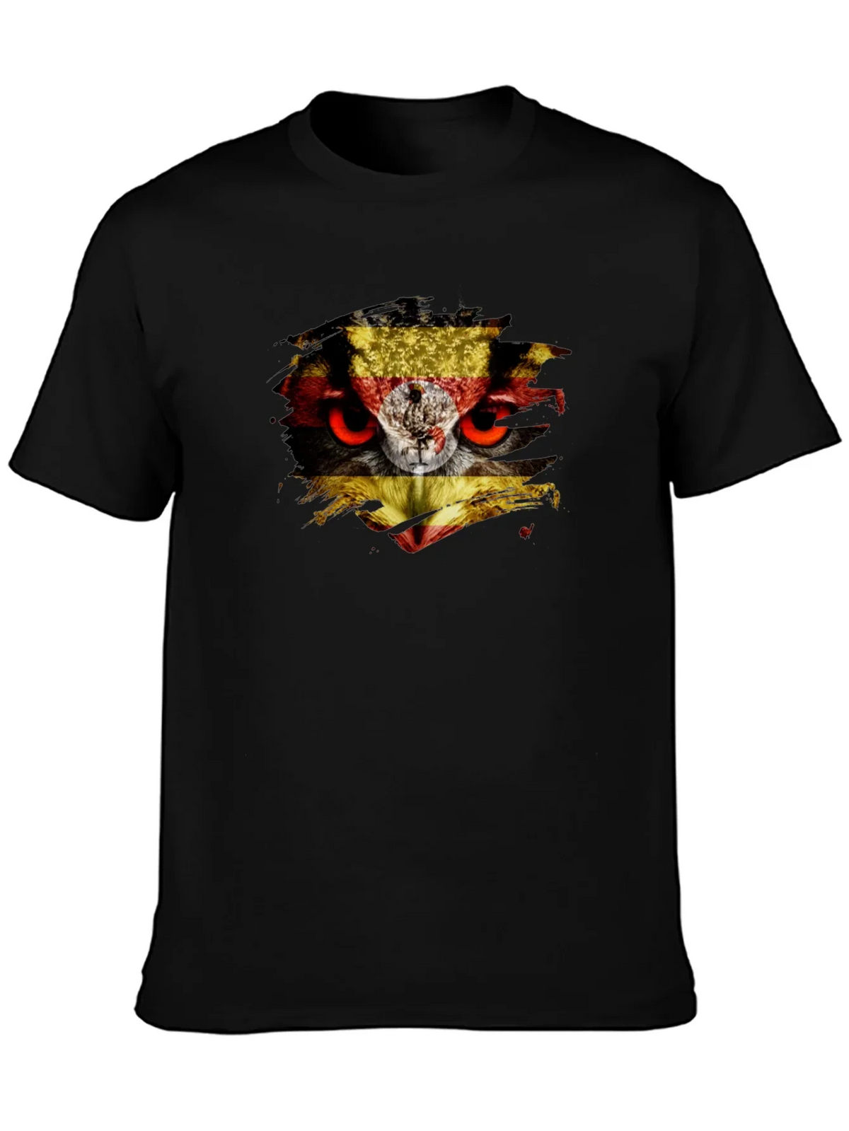 Owl Uganda Flag Graphic Black T-Shirt